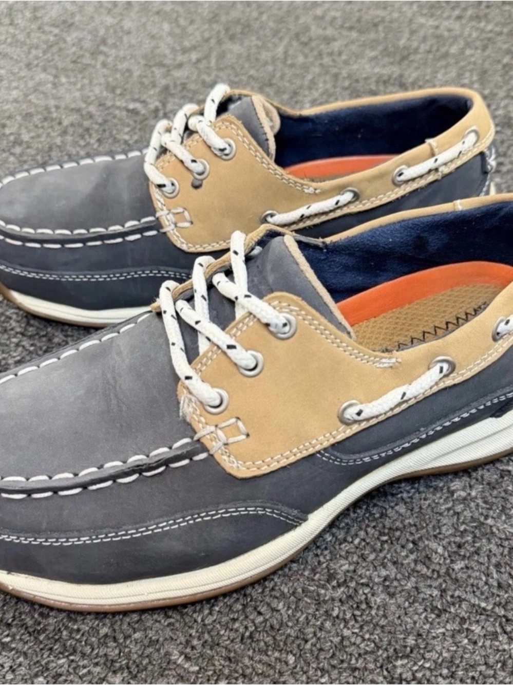 Rockport Two-Tone Gray and Tan Men’s Boat Shoes